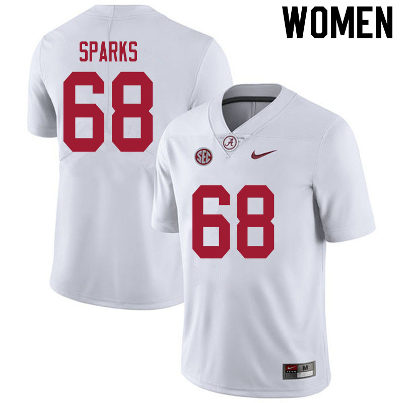 Alabama Crimson Tide Women's Alajujuan Sparks #68 White NCAA Nike Authentic Stitched 2020 College Football Jersey OP16Z33SH